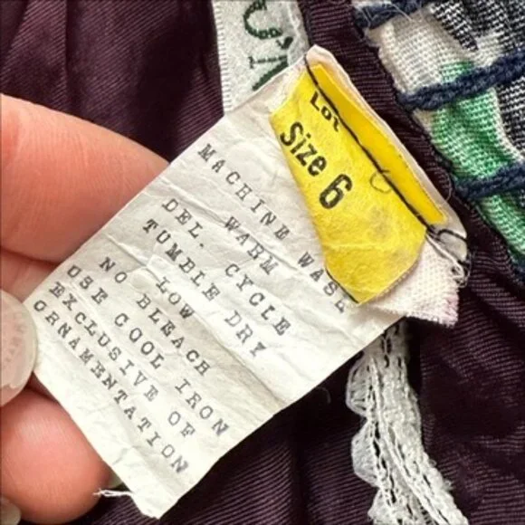 Patty O'Neil Floral Strapless Navy Blue Dress Kentucky Derby Prom 80s Vtg 6 - Picture 8 of 11